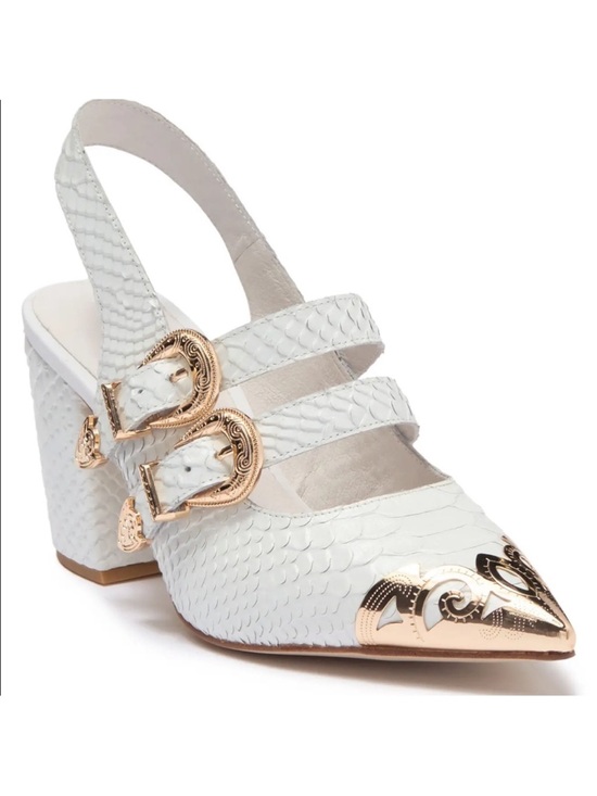 Jeffrey Campbell Shoes - Jeffrey Campbell Walter Slingback Heels with Gold Buckle Detail - 7.5